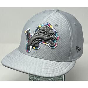 Detroit Lions New Era 59FIFTY Crucial Catch Cancer Logo Fitted Hat Cap 7 1/2